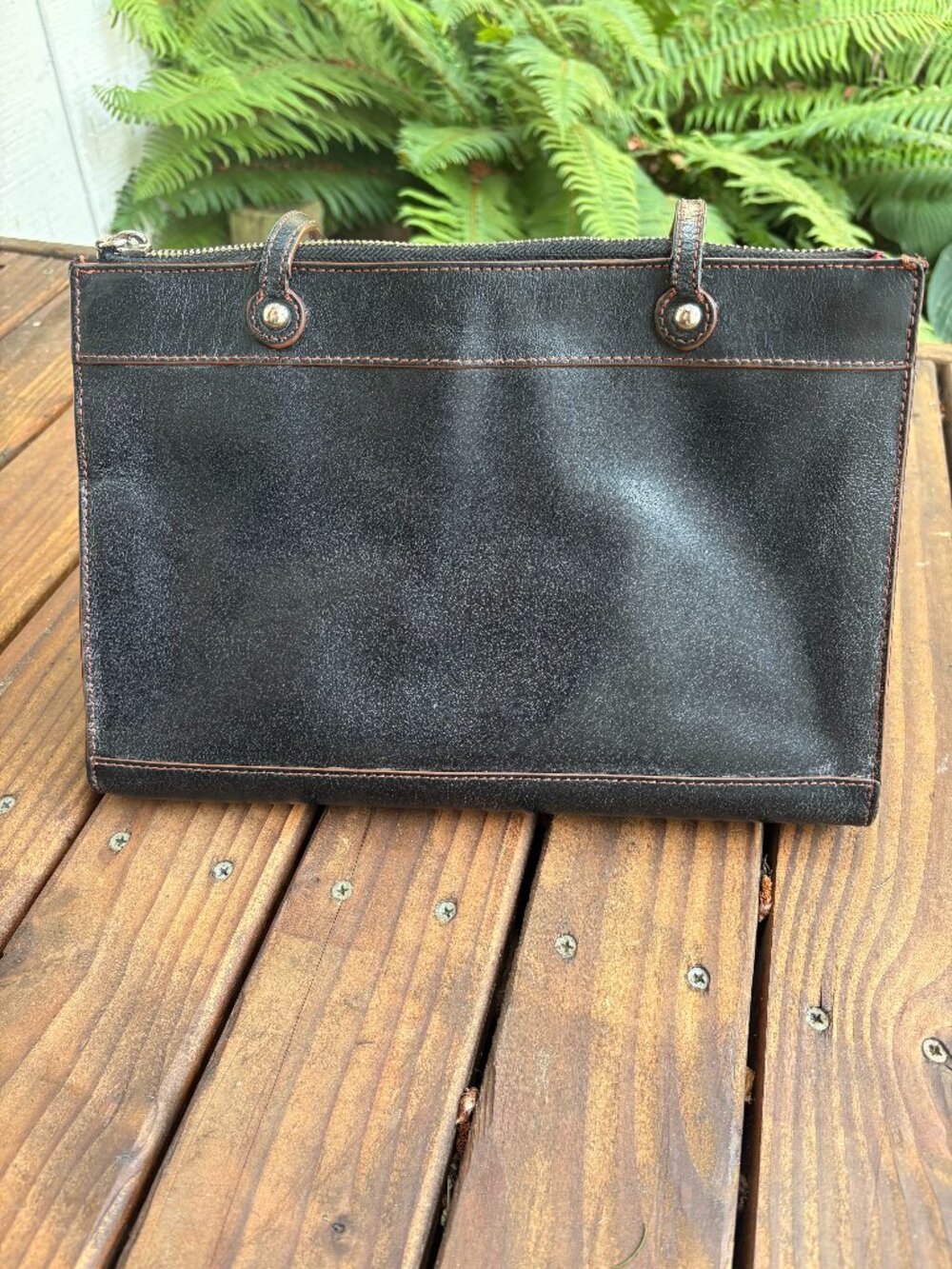 HOBO International Black Leather Satchel Shoulder Bag Red Lining Top Zip